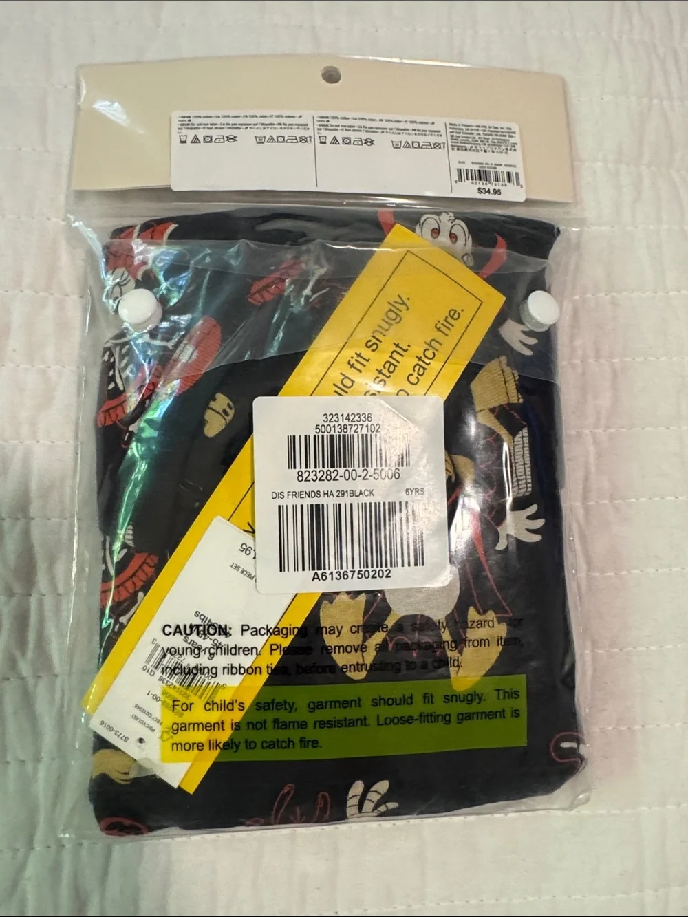 Gap x Disney Halloween Mickey & Friends Pajama Set - Black Size 6 Organic Cotton